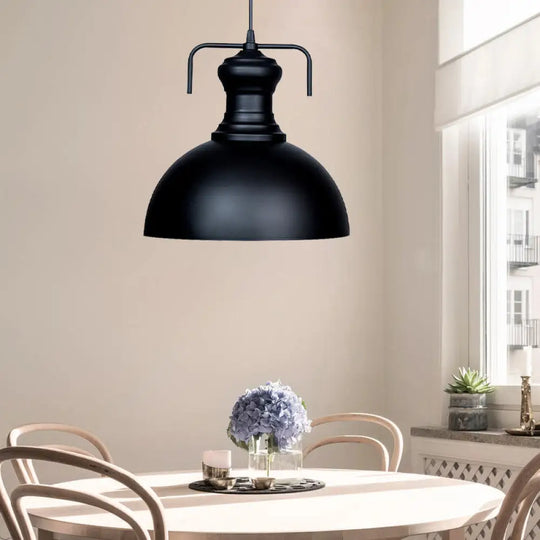 13’/16’ Warehouse Dome Hanging Ceiling Light - Metal Pendant In Black For Dining Room / 16’