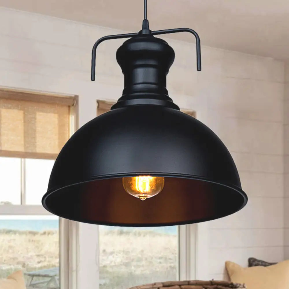 13’/16’ Warehouse Dome Hanging Ceiling Light - Metal Pendant In Black For Dining Room / 13’