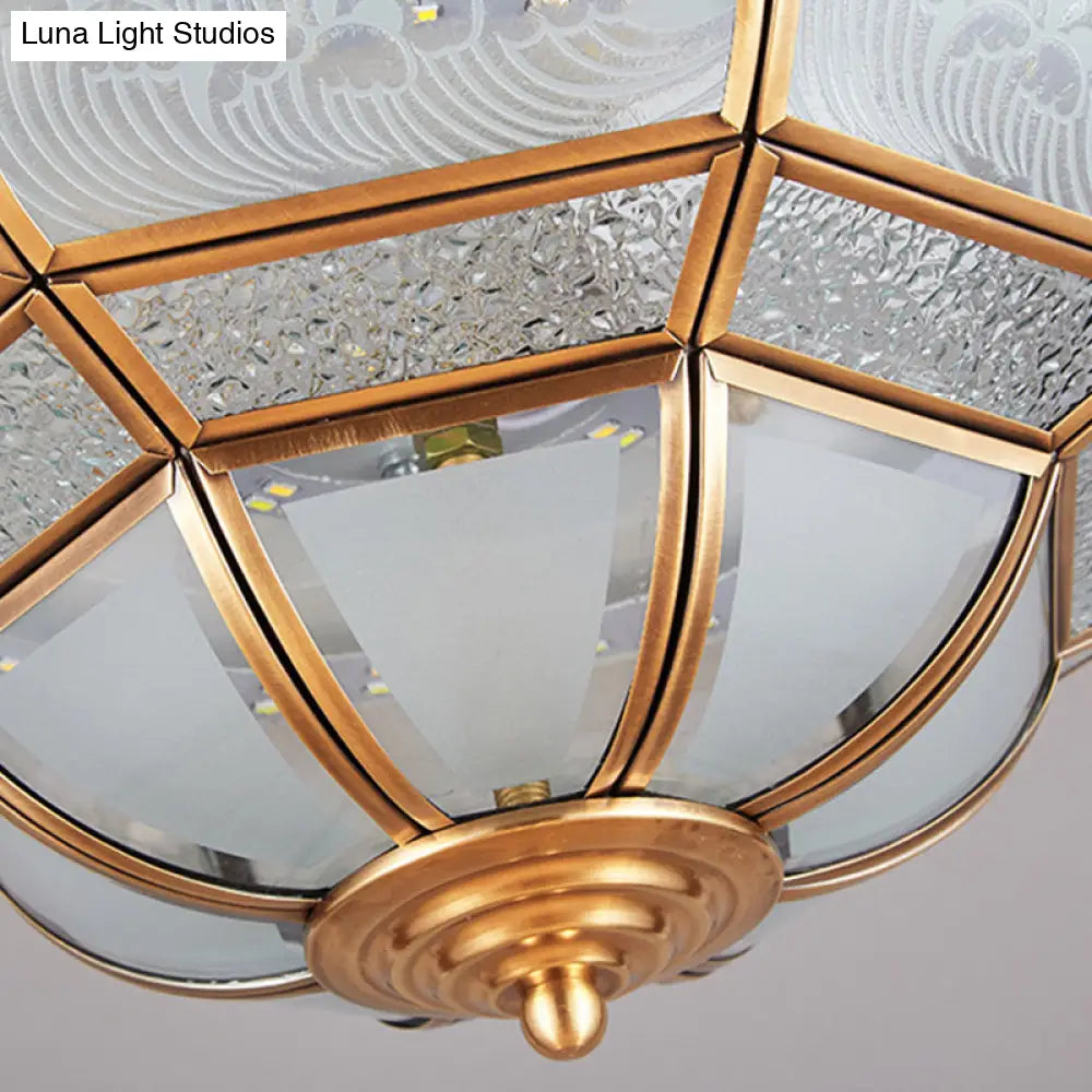 13’/21’ Led Bowl Ceiling Light: Colonial Brass Finish With Opal Glass Flush Fixture - Ideal For