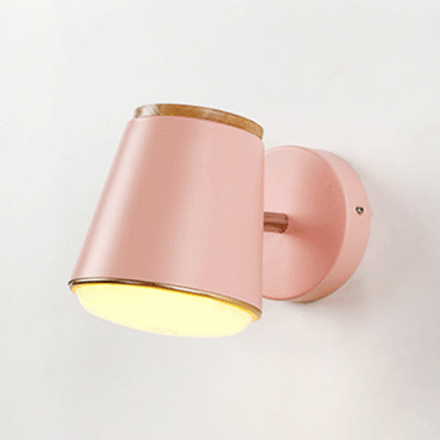 Macaron Metal Tapered Wall Light In Pink/Grey/Green Ideal For Bedroom Pink