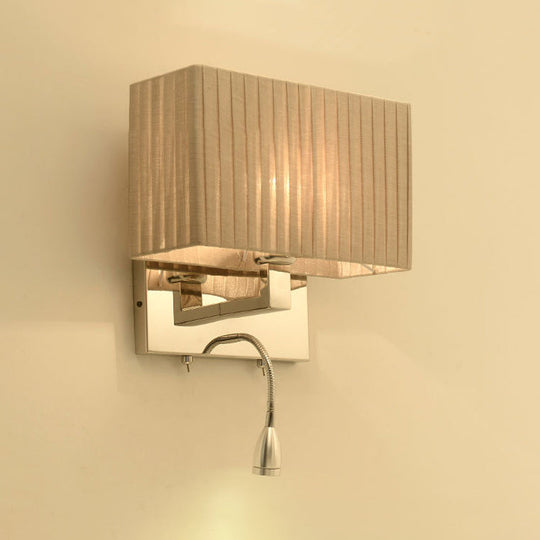 Modern Rectangle Fabric Led Wall Sconce In Beige / B