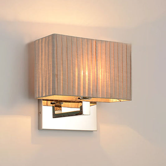 Modern Rectangle Fabric Led Wall Sconce In Beige / A