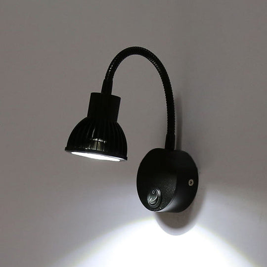 Adjustable Led Wall Sconce - Modern Metal Shade Lamp In Black Finish (With/Without Switch)