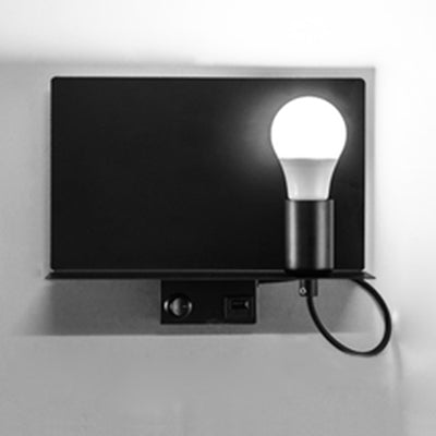 Minimalist Metal Wall Light With Supporter - Ideal For Study Black