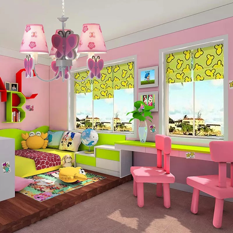 Adjustable Pink Chandelier: Delicate Butterfly Design For Girls Room 3 /