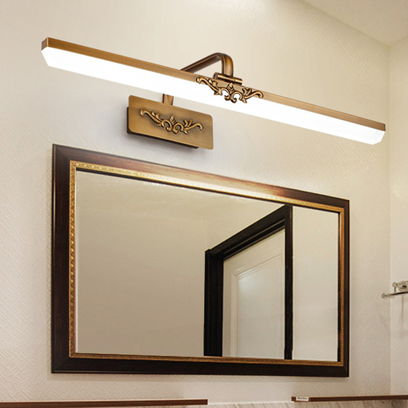 Vintage Ultra-Thin Metal Bronze Wall Vanity Light With Integrated Led For Bedroom - Warm/White