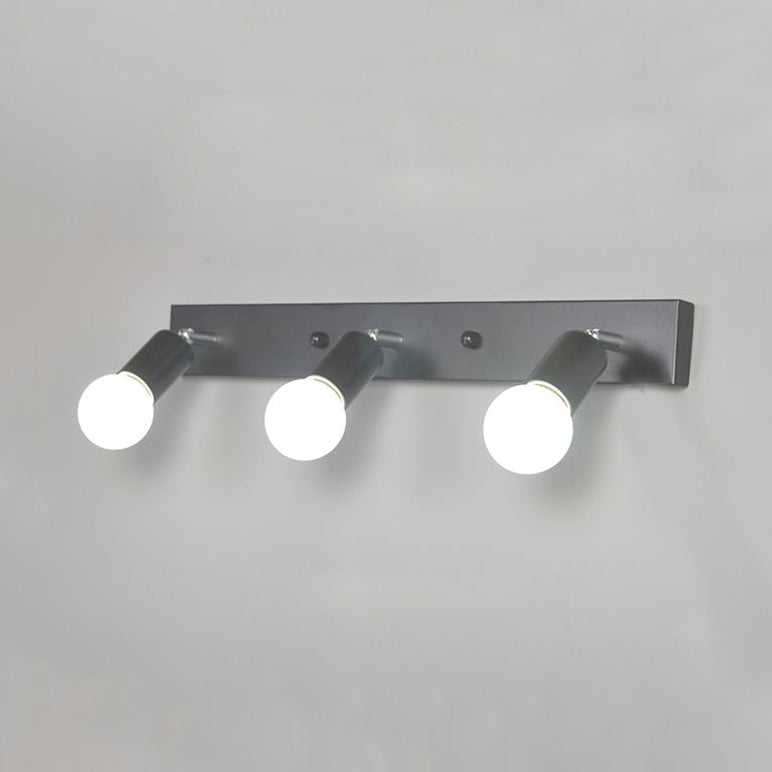 3/4-Head Bedroom Vanity Wall Sconce In Simple Metal Finish With Exposed Bulb - Black/White