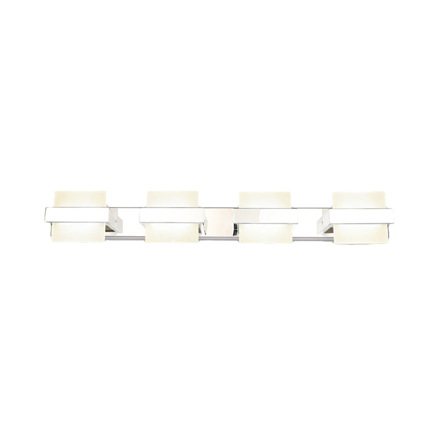 White Acrylic Led Vanity Wall Light: Simple Square Fixture 3/4 Lights Bathroom Mirror Lamp