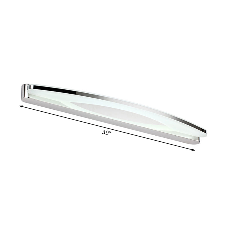 Sleek Modern Metal Vanity Lighting: Oval Shade Led Wall Light Sconce In Chrome 15/21 Dia Warm/White