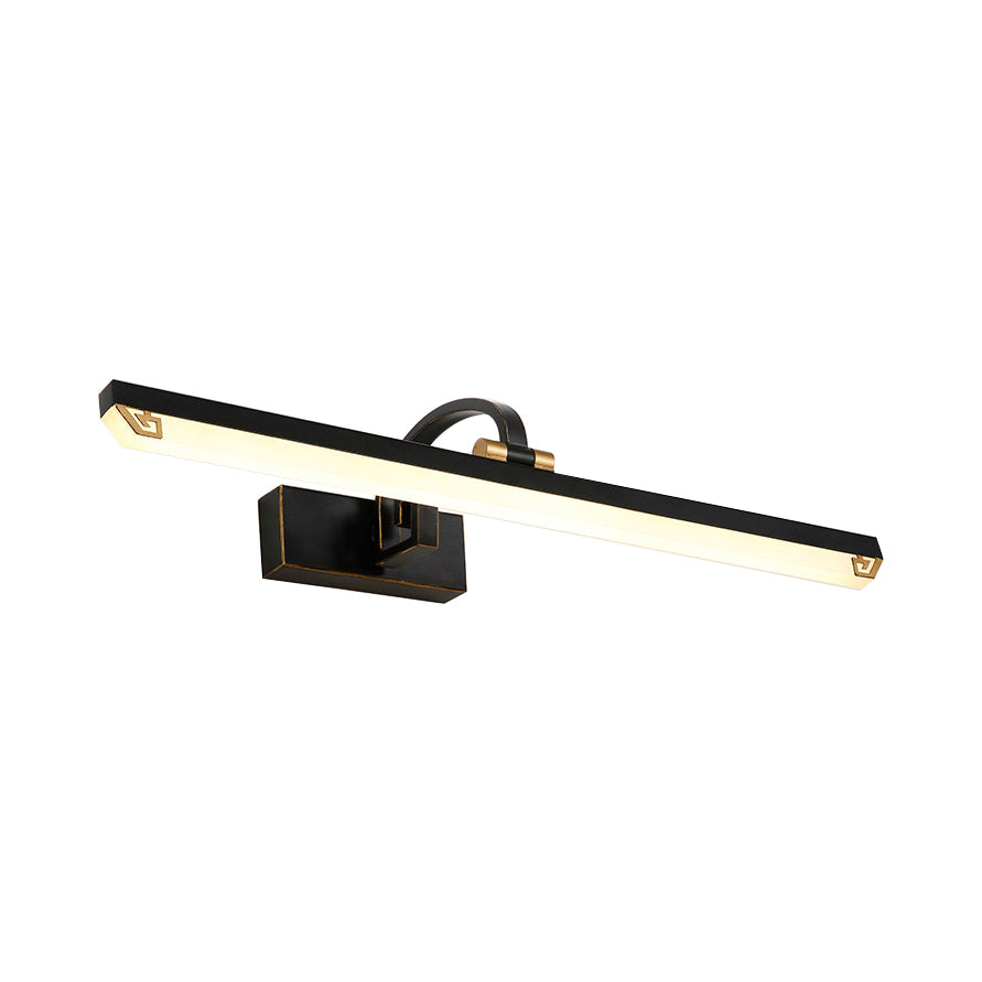 Modernist Style Black Finish Linear Vanity Light: 16/22 Wide Led Acrylic And Metal Wall Lamp For