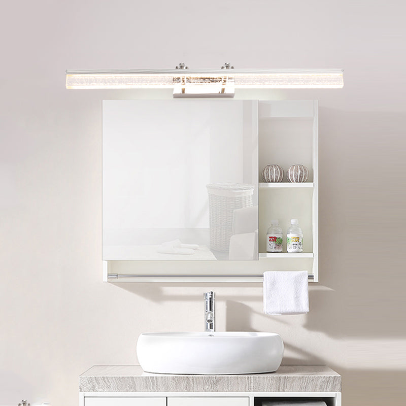 Adjustable Chrome Crystal Linear Wall Light For Bathroom Vanity - 16/23.5/31.5 Wide Warm/White