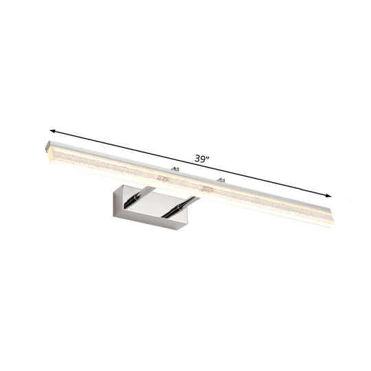 Adjustable Chrome Crystal Linear Wall Light For Bathroom Vanity - 16/23.5/31.5 Wide Warm/White