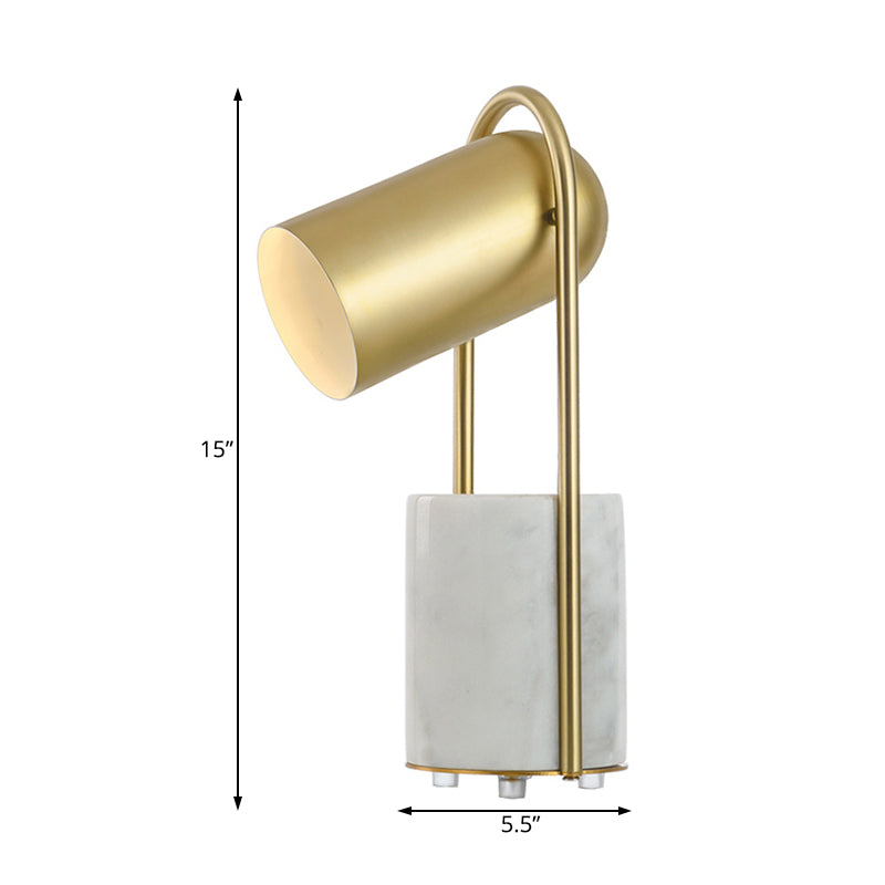 Golden Bell Table Lamp: Contemporary Style With Metallic Base And Marble Accent
