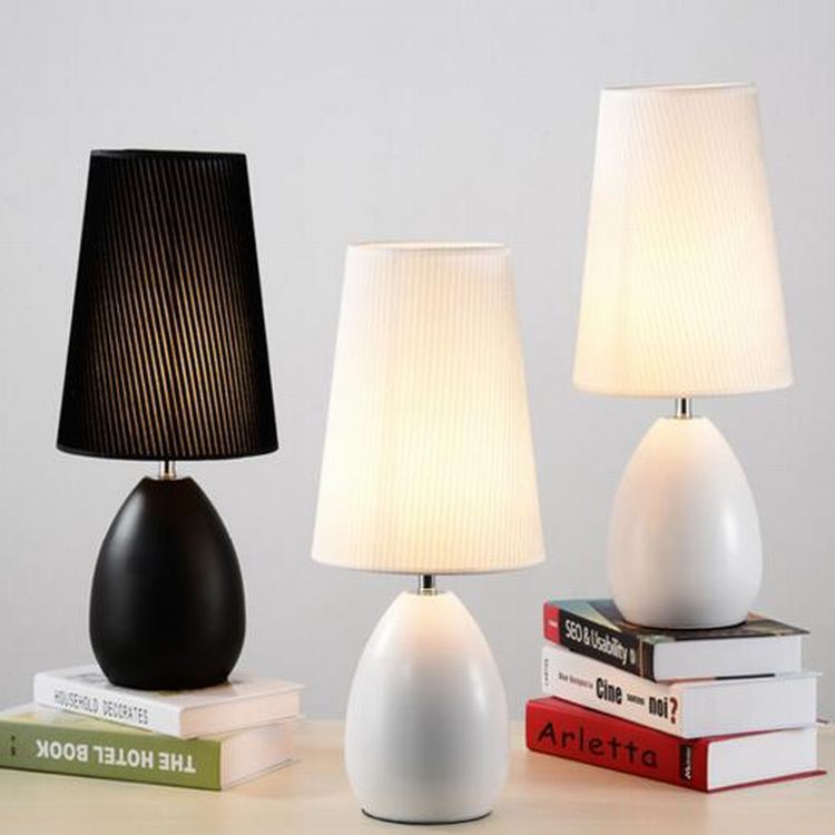 Modern Cone Reading Book Light: White/Black Fabric Desk Light For Bedroom