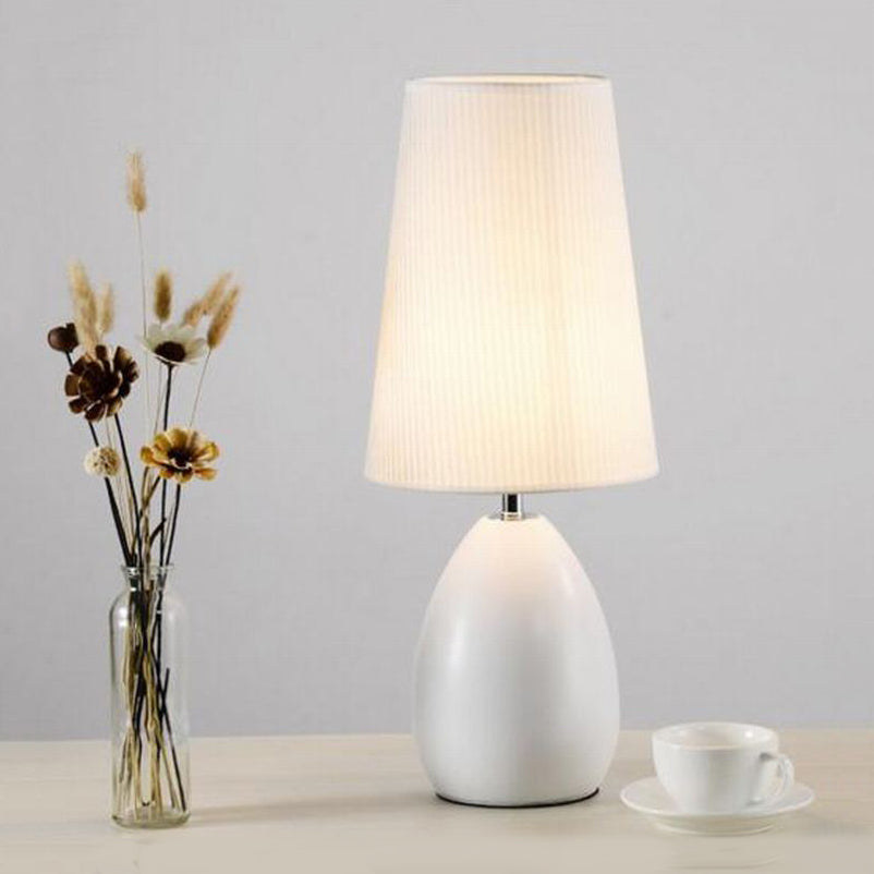 Modern Cone Reading Book Light: White/Black Fabric Desk Light For Bedroom White