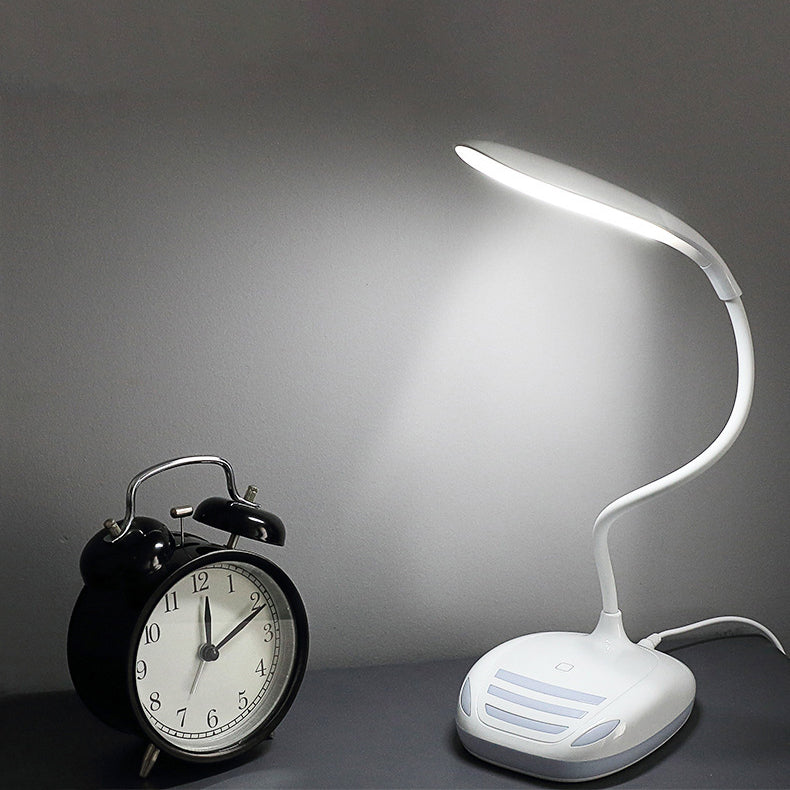Modern White Silicone Hose Desk Lamp: Touch Sensitive Led Reading Light For Study