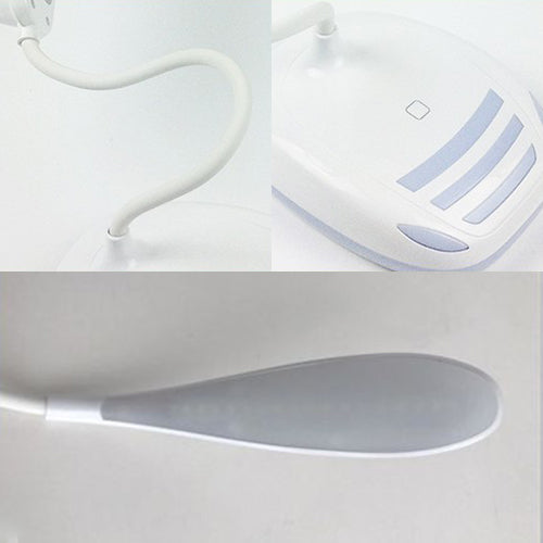 Modern White Silicone Hose Desk Lamp: Touch Sensitive Led Reading Light For Study