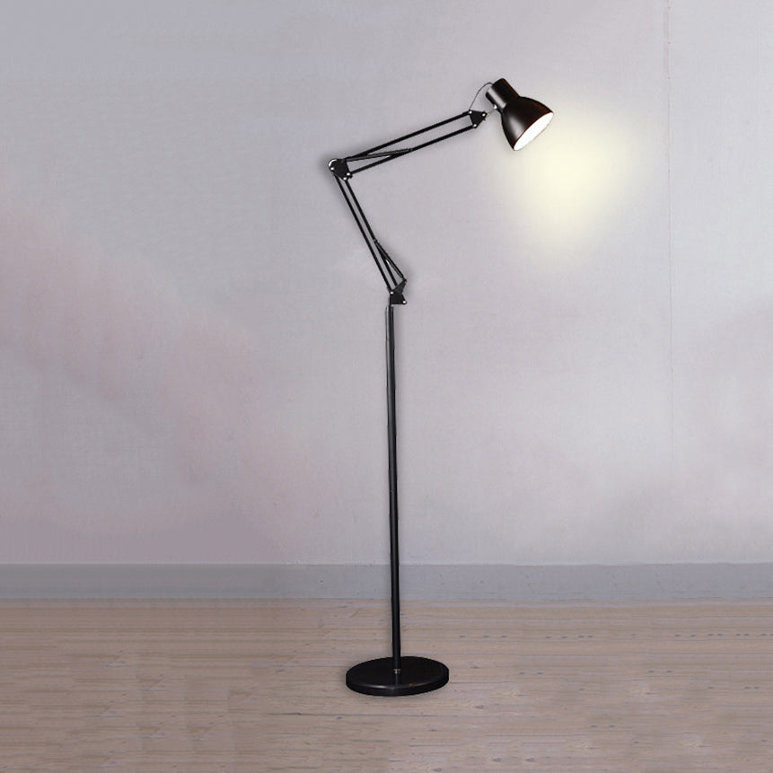 Contemporary Dome Shade Floor Lamp With Metallic Stand - Black/White 1 Light Living Room Task