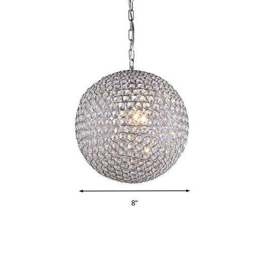Bedroom Chandelier: Silver Led Pendant Lamp With Orb Crystal Shade - 1/3/4/5 Lights 6/8/12 Diameter