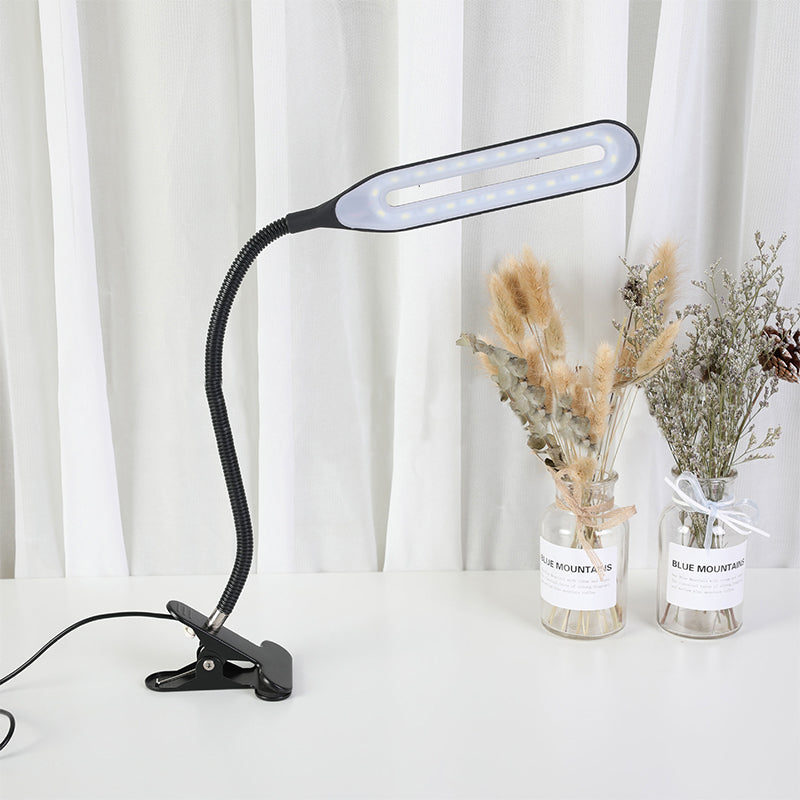 Oblong Shade Led Clip-On Desk Light With Eye-Caring Technology For Reading Black/White Black