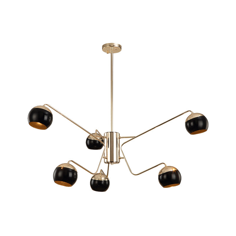 Stylish Globe Shade Chandelier Pendant Light Metal 6/8/12 Heads Black Perfect For Bedroom Lighting 6