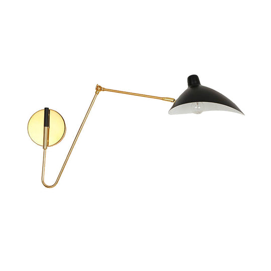 Modern Style Duckbill Shade Wall Lamp With Metallic Finish Black Sconce Lighting Straight/Curved Arm
