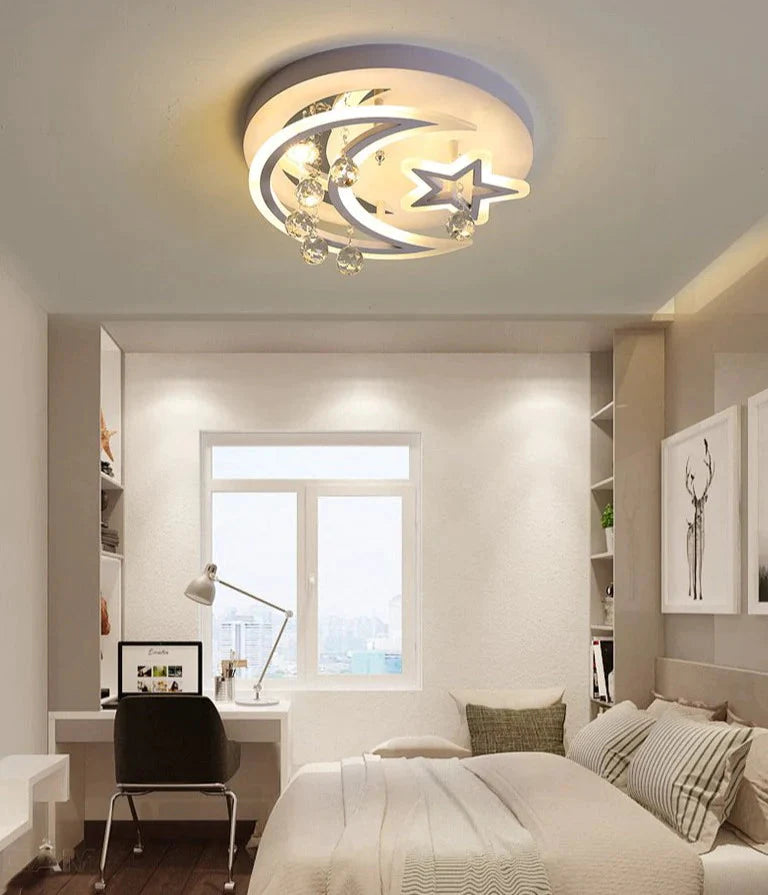 New Creative Bedroom Lamp Star Moon Led Ceiling Lamp