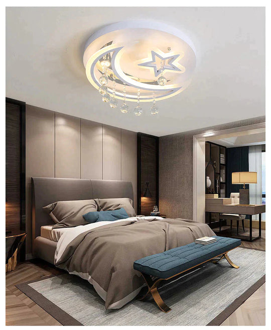 New Creative Bedroom Lamp Star Moon Led Ceiling