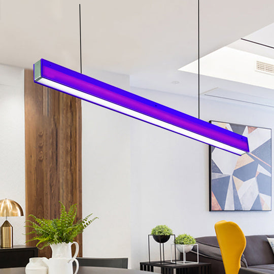 Contemporary Led Metal Flush Mount Lamp For Dining Room - Orange/Purple Rectangular Ceiling Light
