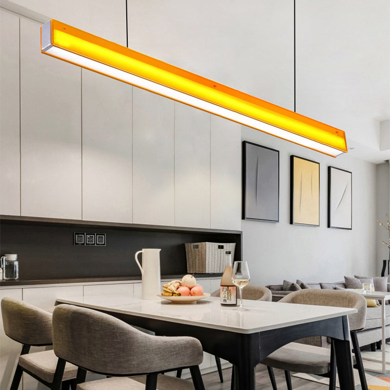 Contemporary Led Metal Flush Mount Lamp For Dining Room - Orange/Purple Rectangular Ceiling Light