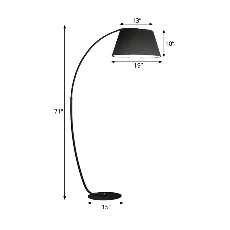 Modern Tapered Led Floor Lamp With Arc Arm In White/Black