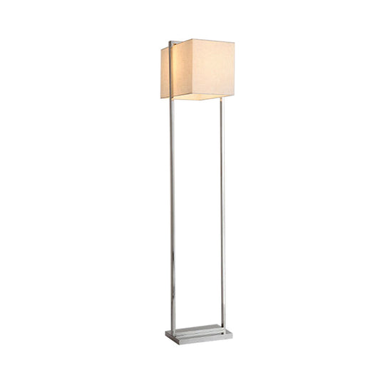 Modern Rectangular Floor Lamp In Beige With Metal Base - Perfect For Reading