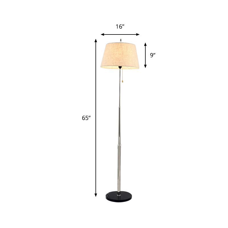 Modern Tapered Floor Standing Lamp In Beige With 1 Light Reading Function - Fabric Shade