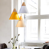 Conical Shade Pendant Light - Metal Contemporary Kitchen Hanging Fixture In Grey/Silver/Yellow 3