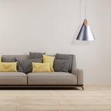 Conical Shade Pendant Light - Metal Contemporary Kitchen Hanging Fixture In Grey/Silver/Yellow 3