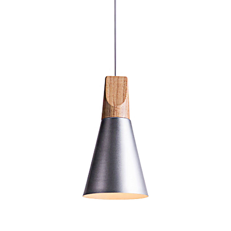 Conical Shade Pendant Light - Metal Contemporary Kitchen Hanging Fixture In Grey/Silver/Yellow 3