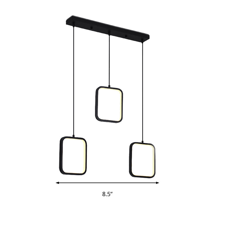 Contemporary Led Acrylic Ceiling Light Fixture - Black/White Square Drop Pendant In Warm/White