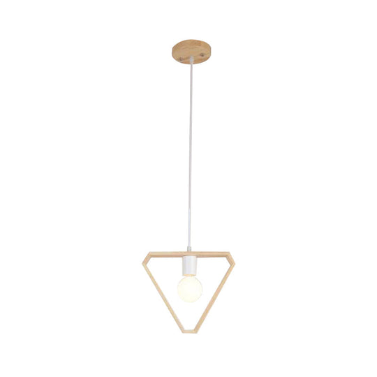 Contemporary Wooden Drop Pendant Ceiling Light Fixture - Triangle/Square/Hexagonal Design Ideal For