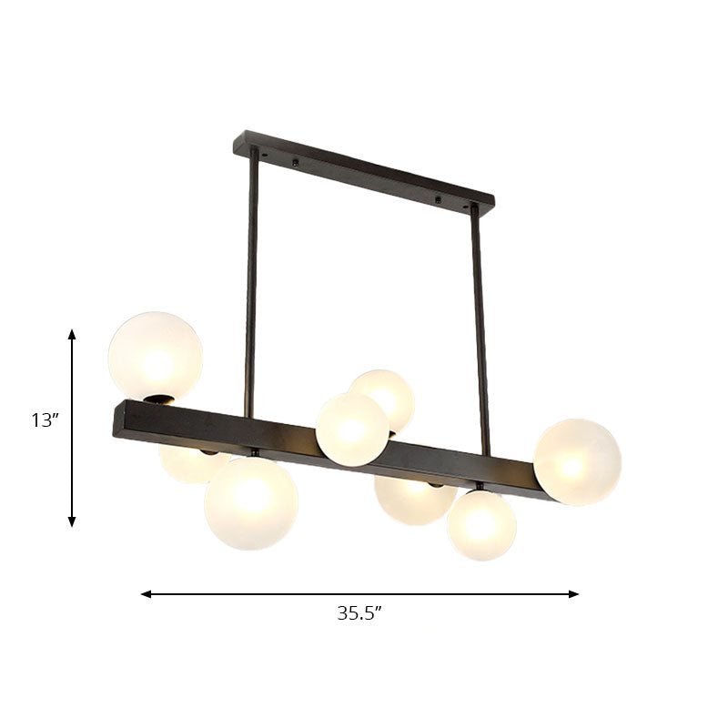 Modern Black Glass Bubble Linear Pendant Light With 8 Lights For Dining Room And Kitchen Island