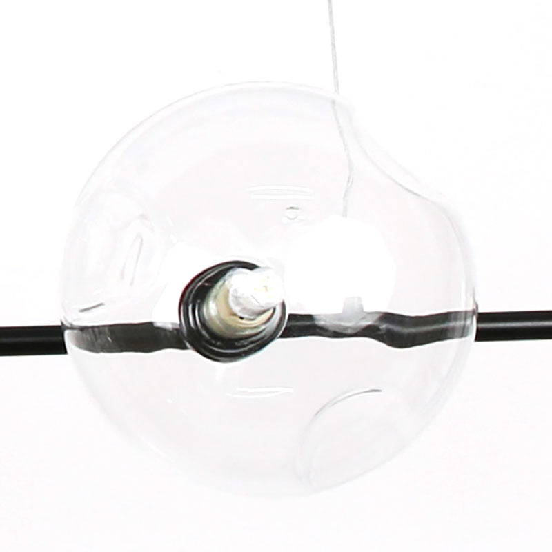 Modern Black Metal Chandelier With Glass Bubble Shade 6-Light Restaurant Hanging Pendant For Stylish