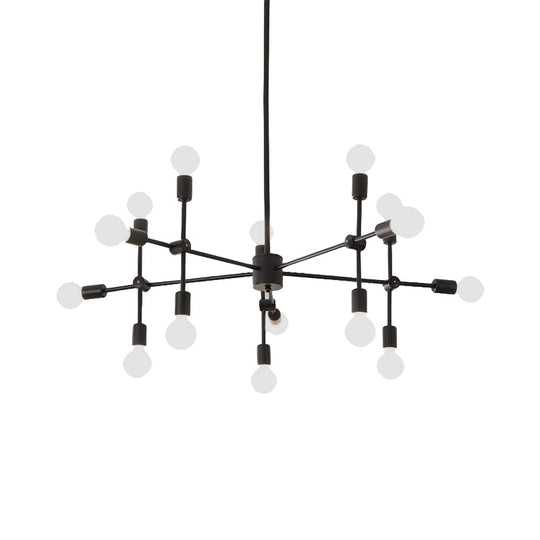 Industrial Metal Bulb Chandelier: Open Design, 9/12 Lights, Black/Brass Pendant Lighting for Dining Room