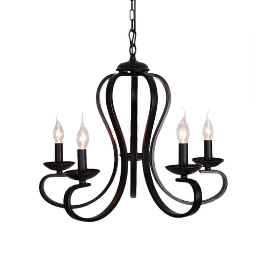 Flameless Candle Ceiling Lamp With Metallic Hanging Design - 3/5 Bulbs Black Ideal For Living Room