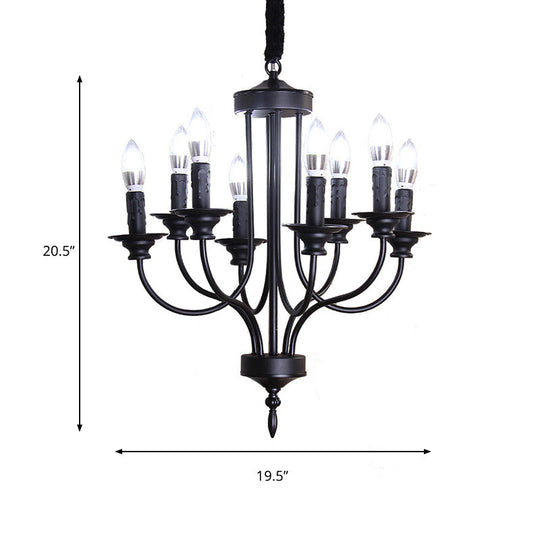 Rustic Lodge Black Chandelier: Multi-Light Metallic Indoor Hanging Lamp