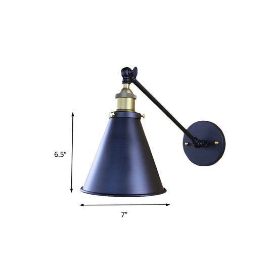 Retro Stylish Black Conical Wall Sconce Light - 2 Pack