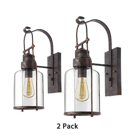 Clear Glass Wall Sconce - Traditional Rustic Cylinder Lamp For Corridors