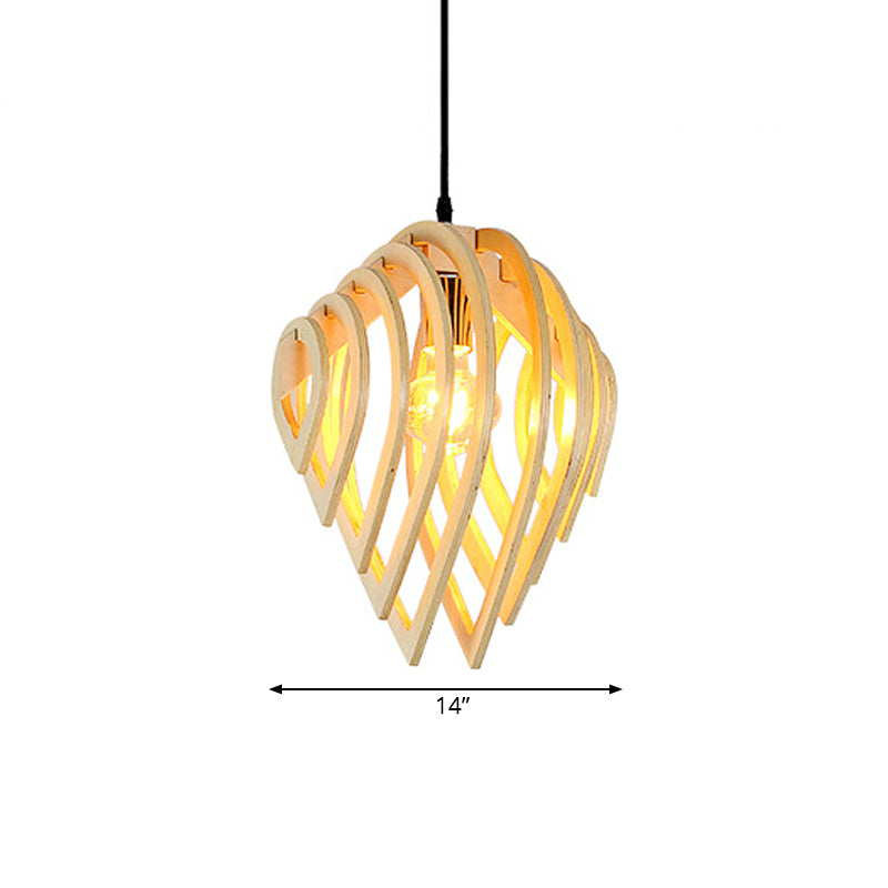 Modern Wood Water Drop Ceiling Light for Bedroom - Natural Wood Pendant Lamp