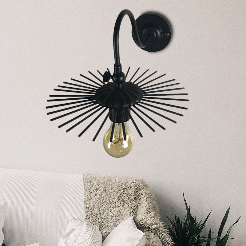 Vintage Style Sputnik Design Open Bulb Wall Lamp - Black Metal Sconce Lighting