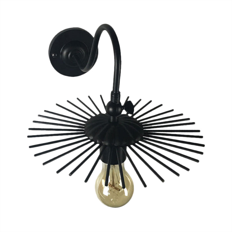 Vintage Style Sputnik Design Open Bulb Wall Lamp - Black Metal Sconce Lighting