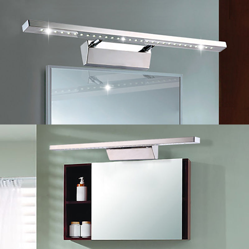 Modern Stainless Steel Wall Sconce Light - 16/19.5 Rectangular Led Vanity With Chrome Finish And