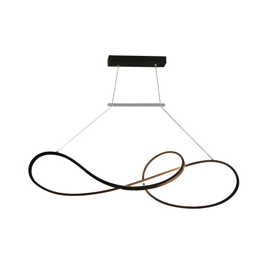 Nordic Style Metal Twisted Pendant Chandelier With Led Light For Dining Room - Black/White/Gold